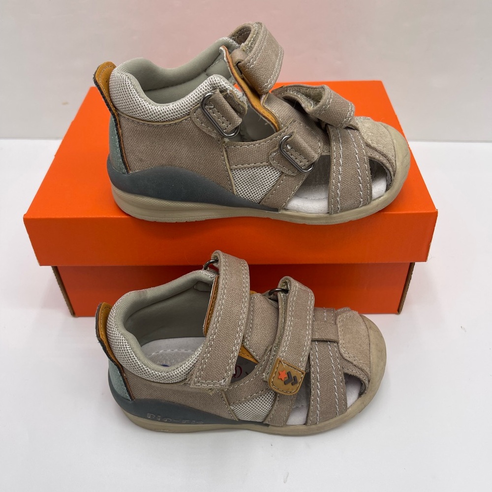 Kids Tan and Gray Sandals - Picture 2 of 16